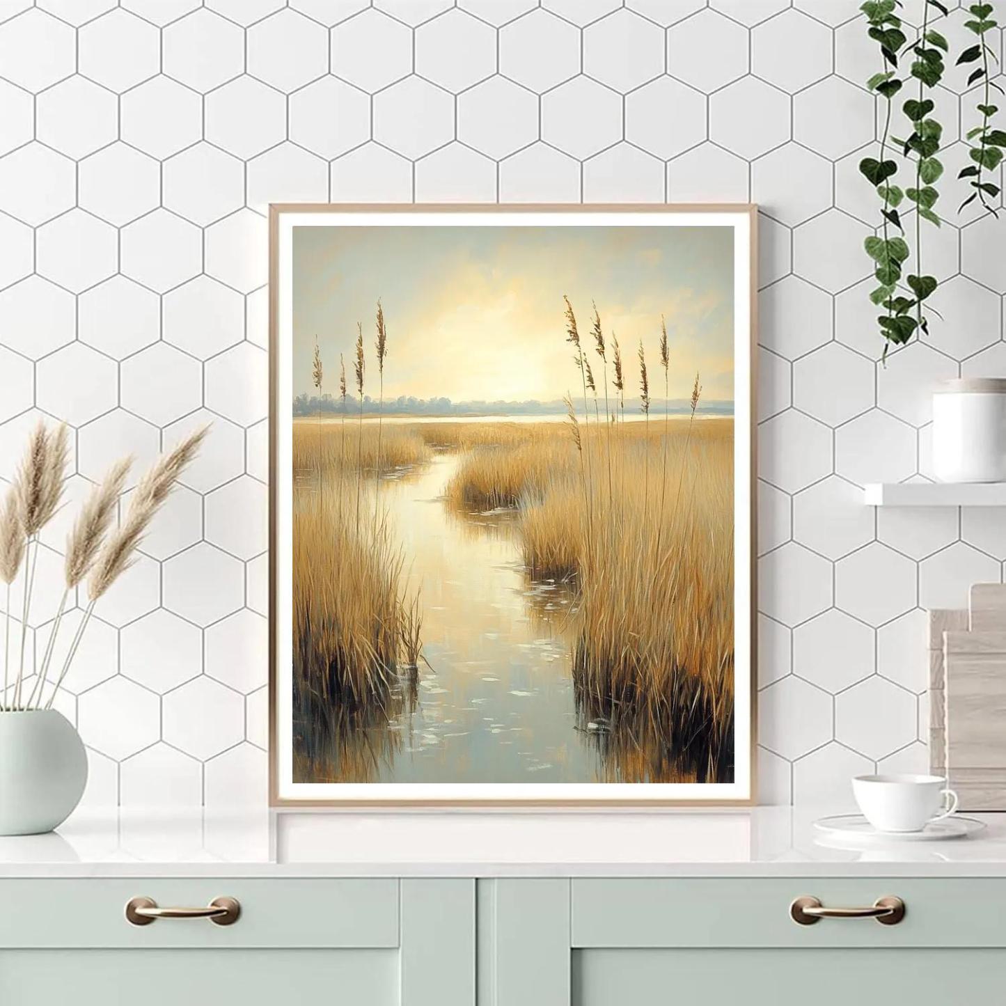 Claude Monet Inspired Golden Marsh At Late Summer Haze Paint by numbers kits