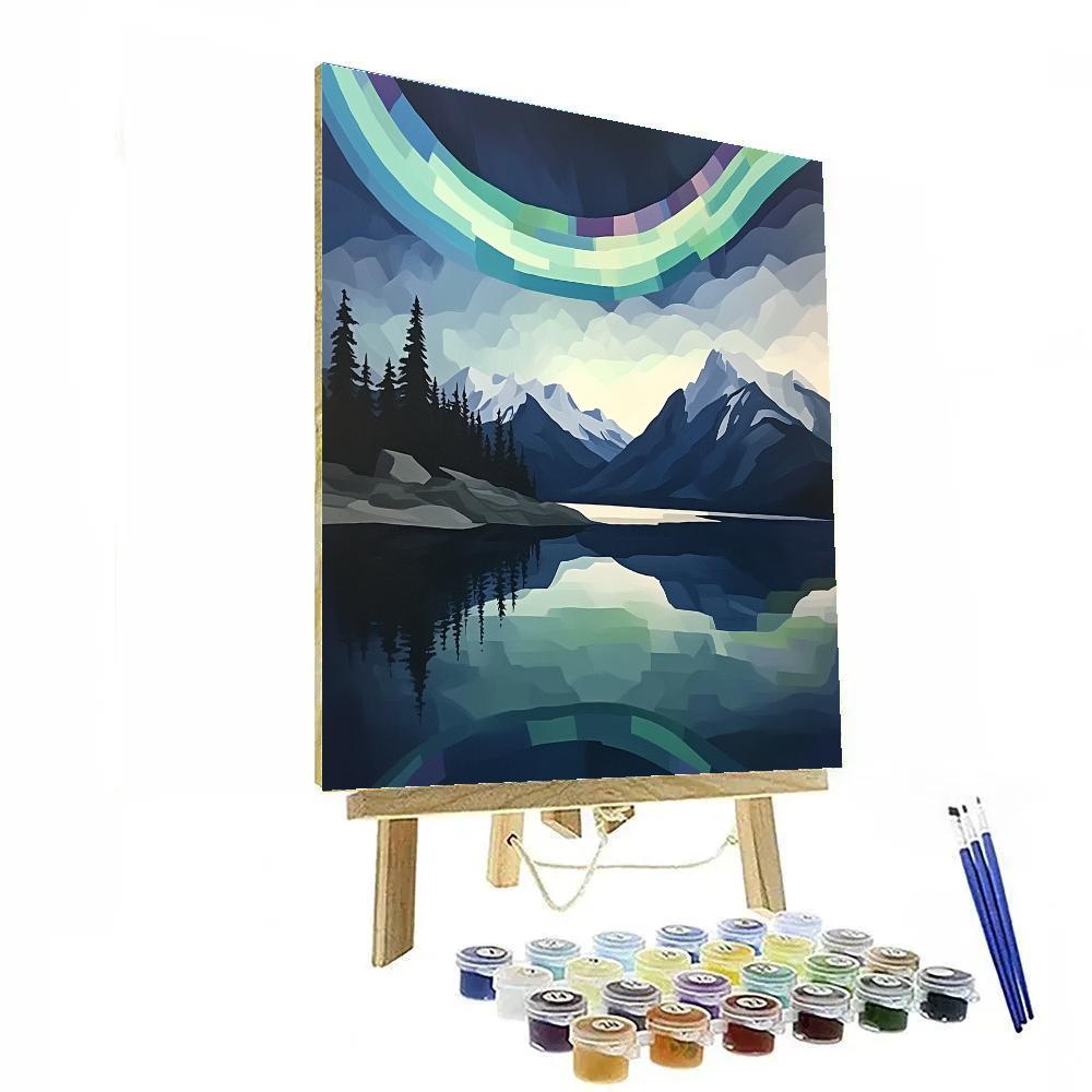 Lawren Harris Inspired Indigo Aurora Above Silent Fjord Number painting