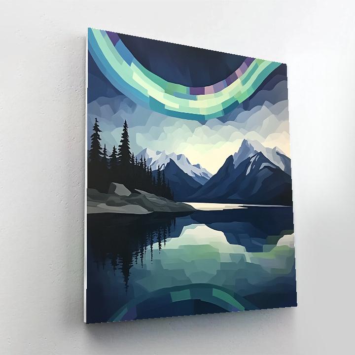 Lawren Harris Inspired Indigo Aurora Above Silent Fjord Number painting