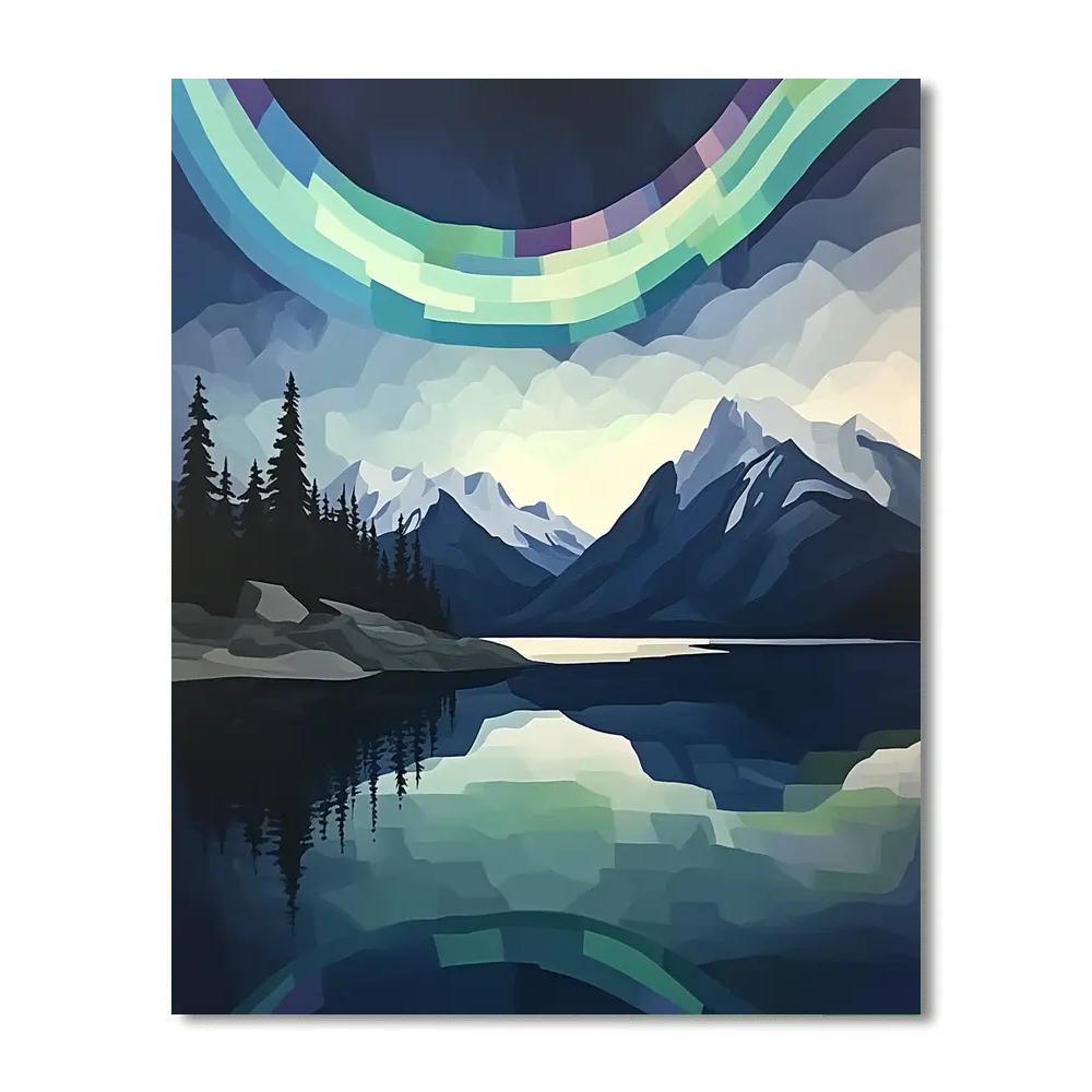 Lawren Harris Inspired Indigo Aurora Above Silent Fjord Number painting