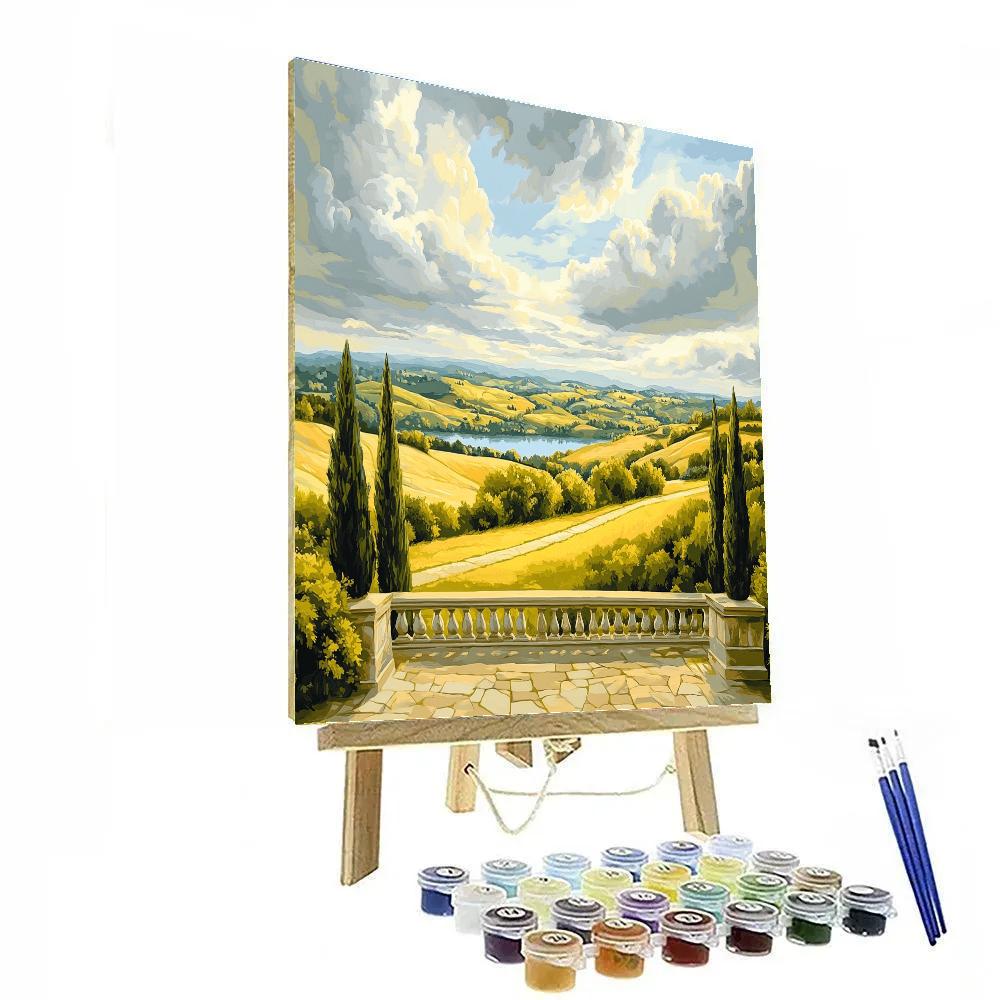 Raphael Inspired Celestial Cloud Vault Over Idealized Hillside Terrace painting number kit