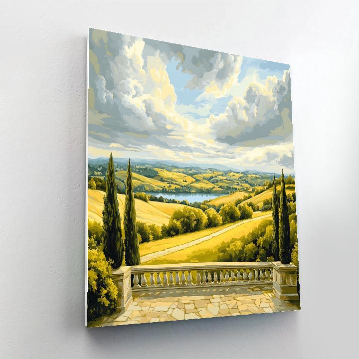 Raphael Inspired Celestial Cloud Vault Over Idealized Hillside Terrace painting number kit