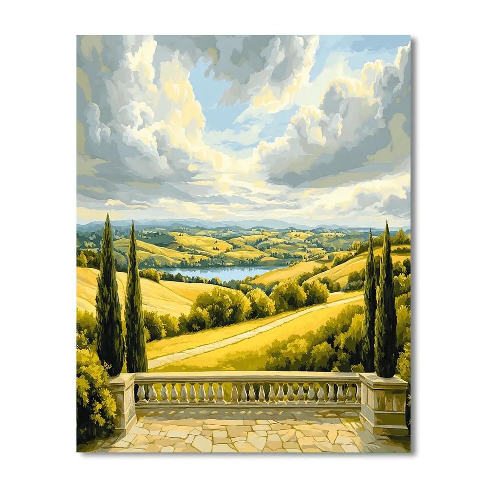 Raphael Inspired Celestial Cloud Vault Over Idealized Hillside Terrace painting number kit
