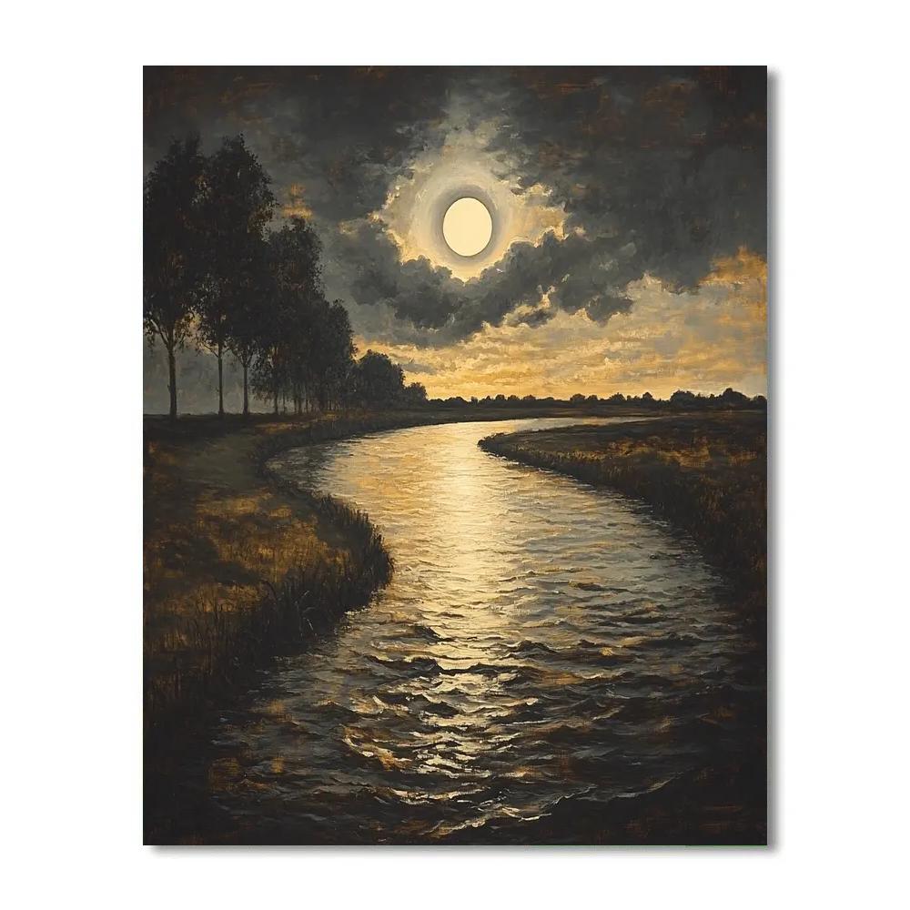 Rembrandt Inspired Eclipse Lit River Bend paint by color