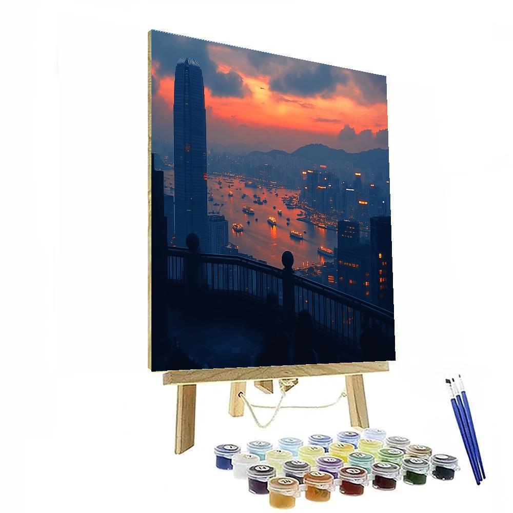 Sunset Over Skyline From The Peak Hong Kong China Number painting