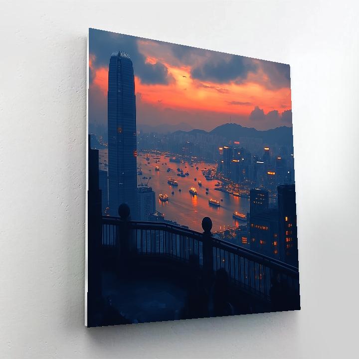 Sunset Over Skyline From The Peak Hong Kong China Number painting
