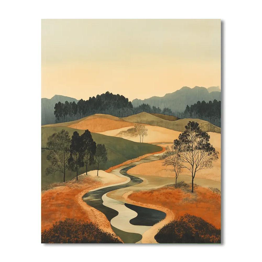 Nandalal Bose Inspired Monsoon Rhythm Over Silent Fields Painting by numbers kit
