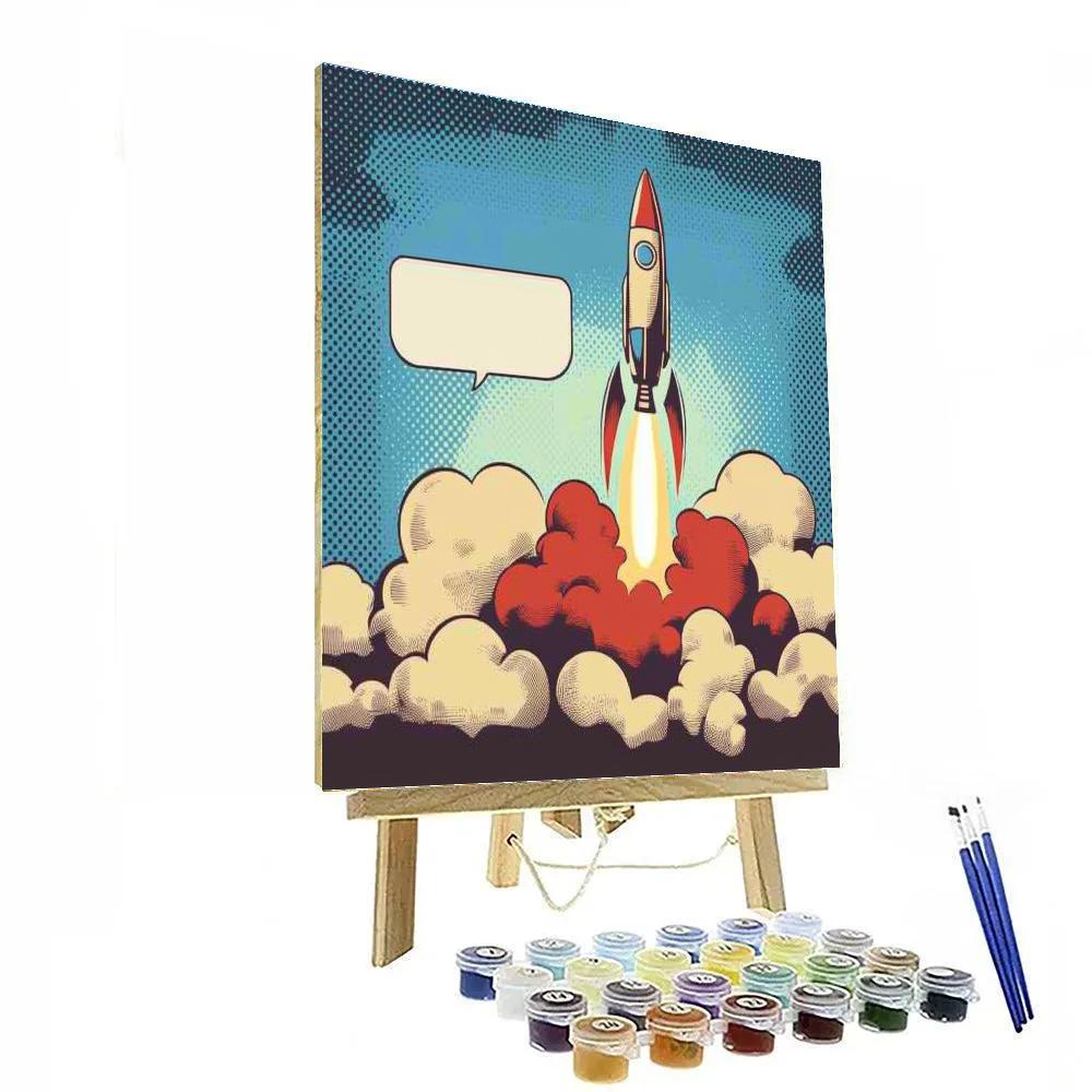 Roy Lichtenstein Inspired Pop Art Rocket Postcard Paint by numbers art