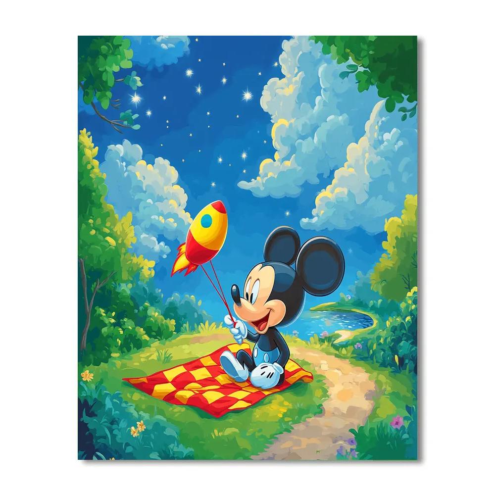 Mickey Mouse Galaxy Kite Picnic Paint by numbers kits