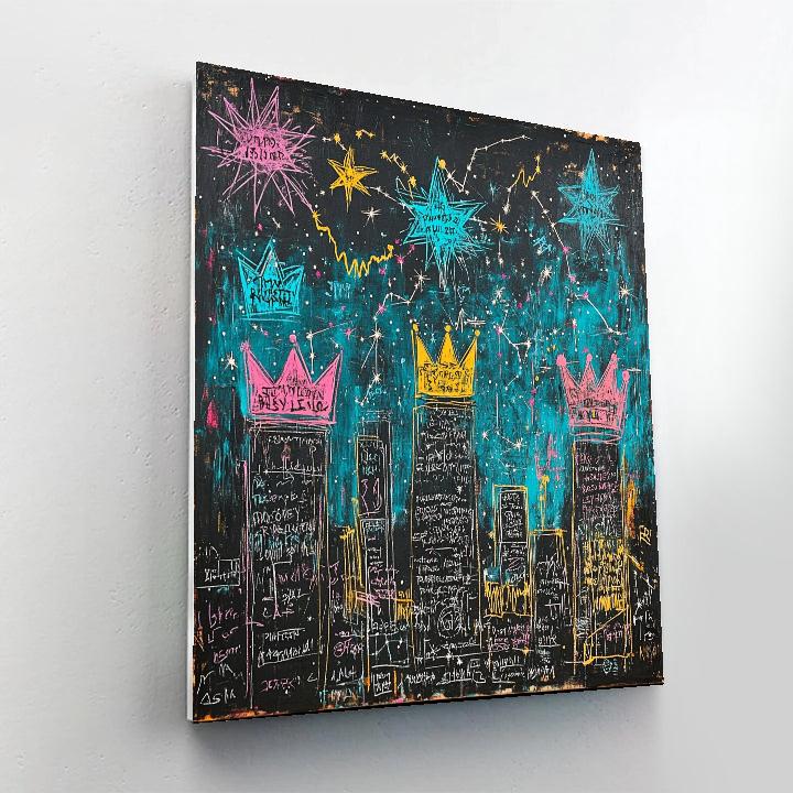 Jean Michel Basquiat Inspired Neon City Constellations painting number kit