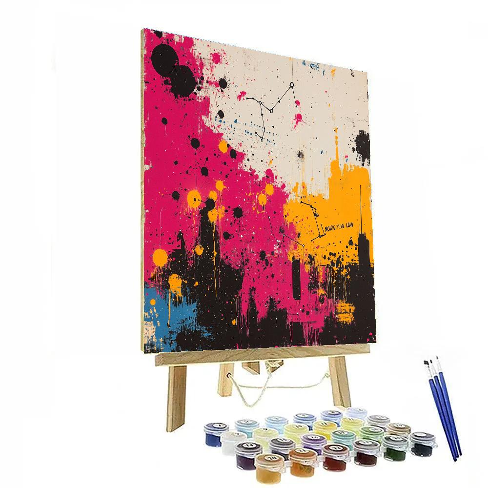 Jean-Michel Basquiat Inspired Nebula Graffiti Palimpsest Number painting