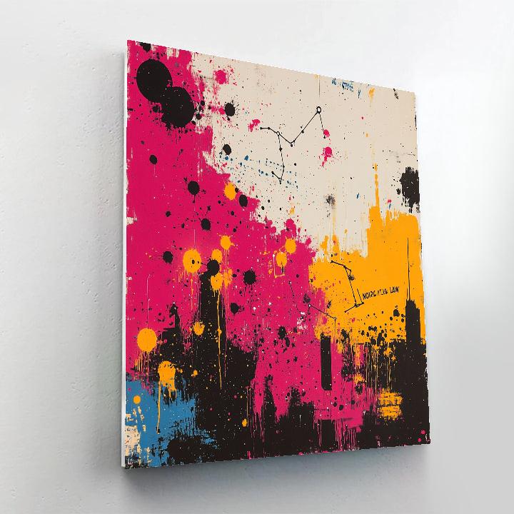 Jean-Michel Basquiat Inspired Nebula Graffiti Palimpsest Number painting