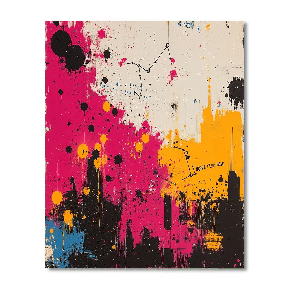 Jean-Michel Basquiat Inspired Nebula Graffiti Palimpsest Number painting