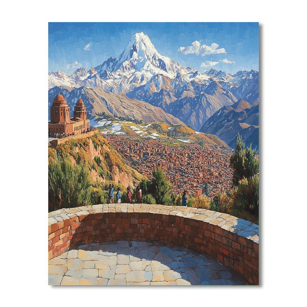 Mountain Framed City View From Mirador Killi Killi La Paz Bolivia Paint by numbers art