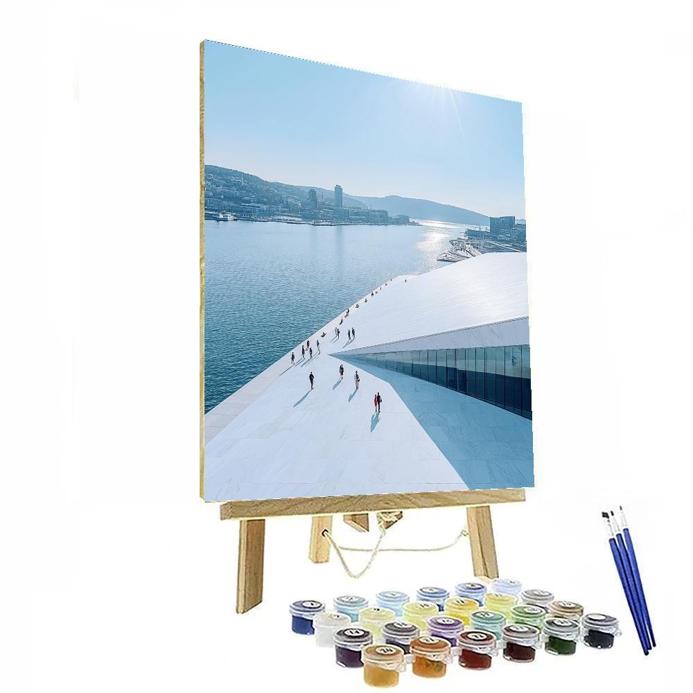 Modern Waterfront Curve Of Oslo Opera House Oslo Norway paint by numbers