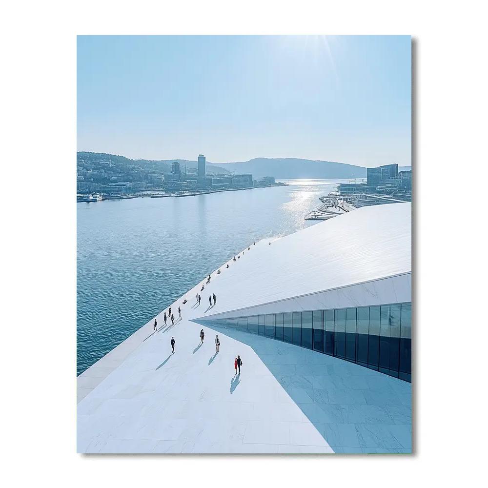 Modern Waterfront Curve Of Oslo Opera House Oslo Norway paint by numbers