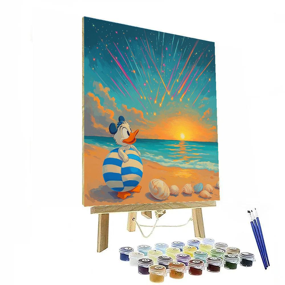 Donald Duck Meteor Shower Beach Day painting number kit
