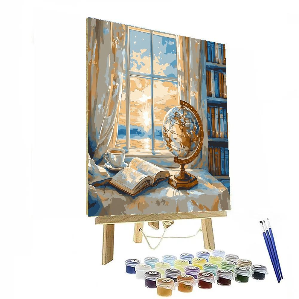 Johannes Vermeer Inspired Quiet Library With Star Globe painting number kit