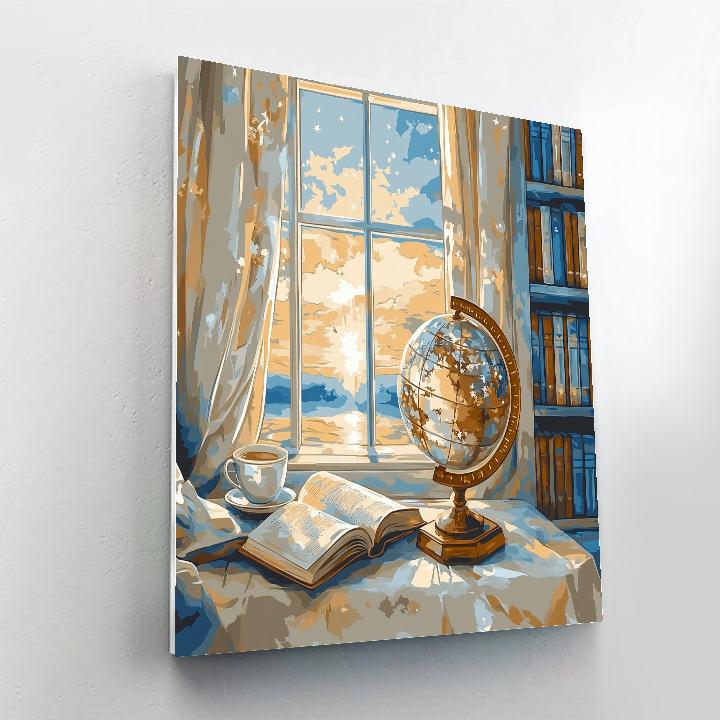 Johannes Vermeer Inspired Quiet Library With Star Globe painting number kit