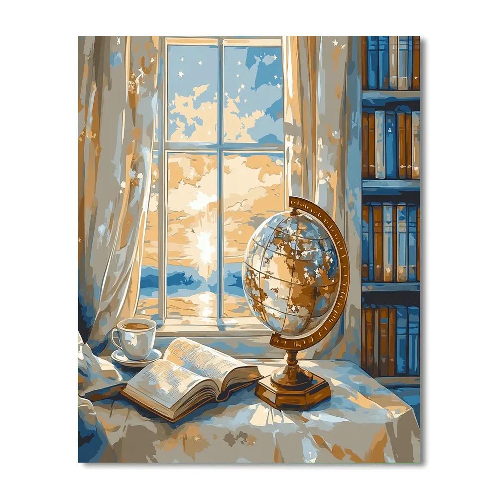 Johannes Vermeer Inspired Quiet Library With Star Globe painting number kit