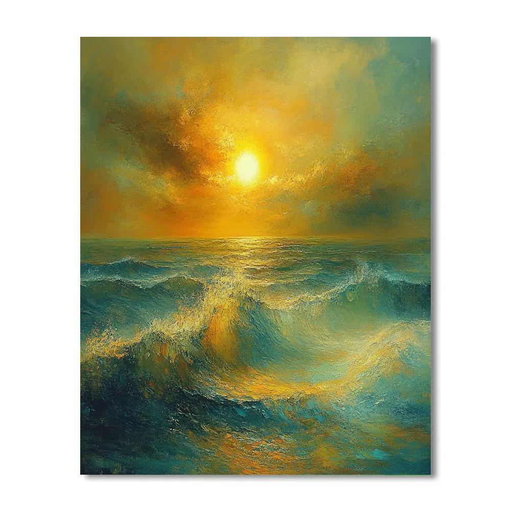 JMW Turner Inspired Solar Flare Over Ocean DIY paint by numbers