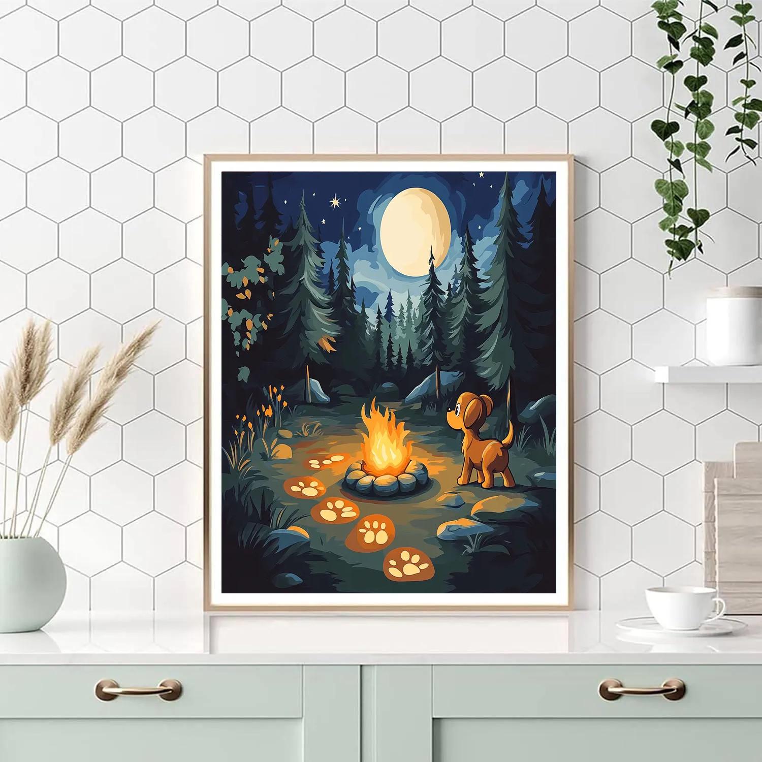 Pluto Moonlit Campfire Sniff Quest Painting by numbers kit