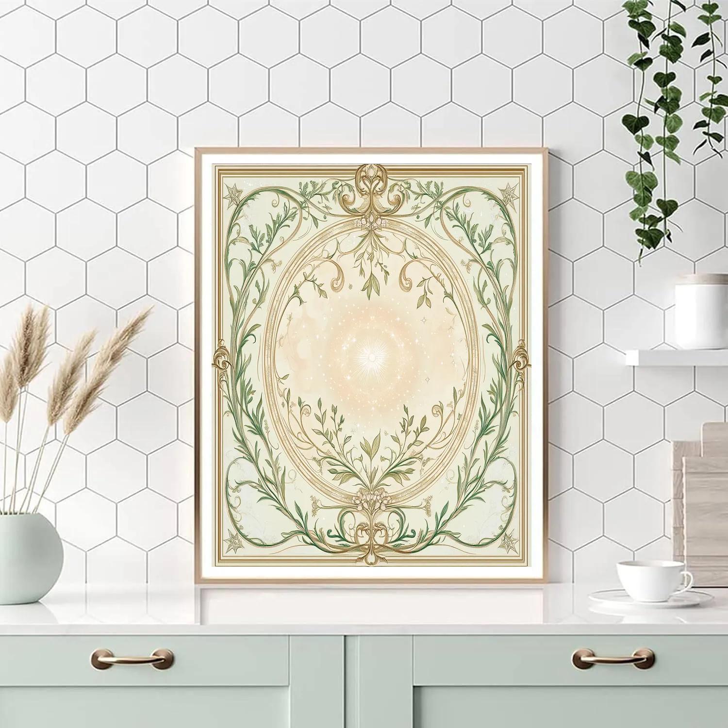 Alphonse Mucha Inspired Celestial Herbarium Symphony Number painting