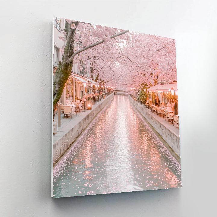 Cherry Blossom Stroll Along Meguro River Tokyo Japan Number painting