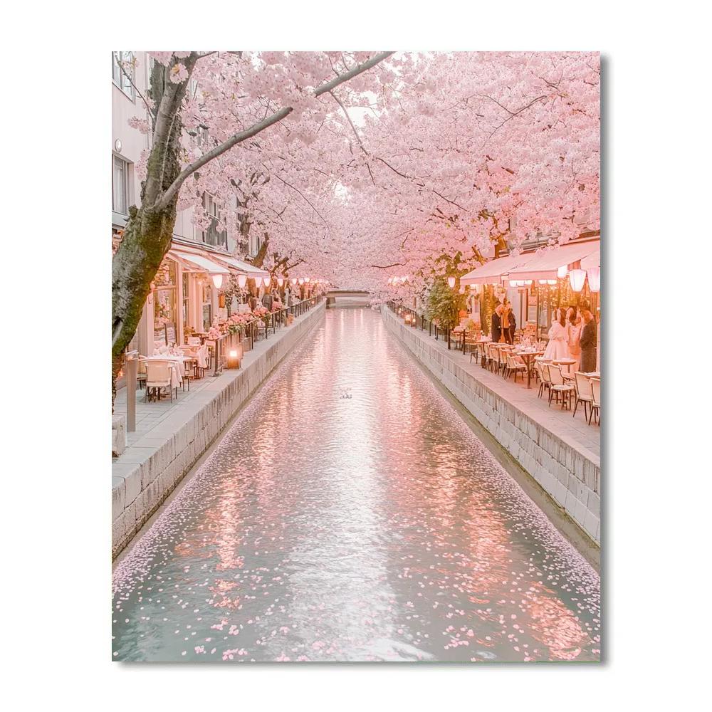 Cherry Blossom Stroll Along Meguro River Tokyo Japan Number painting