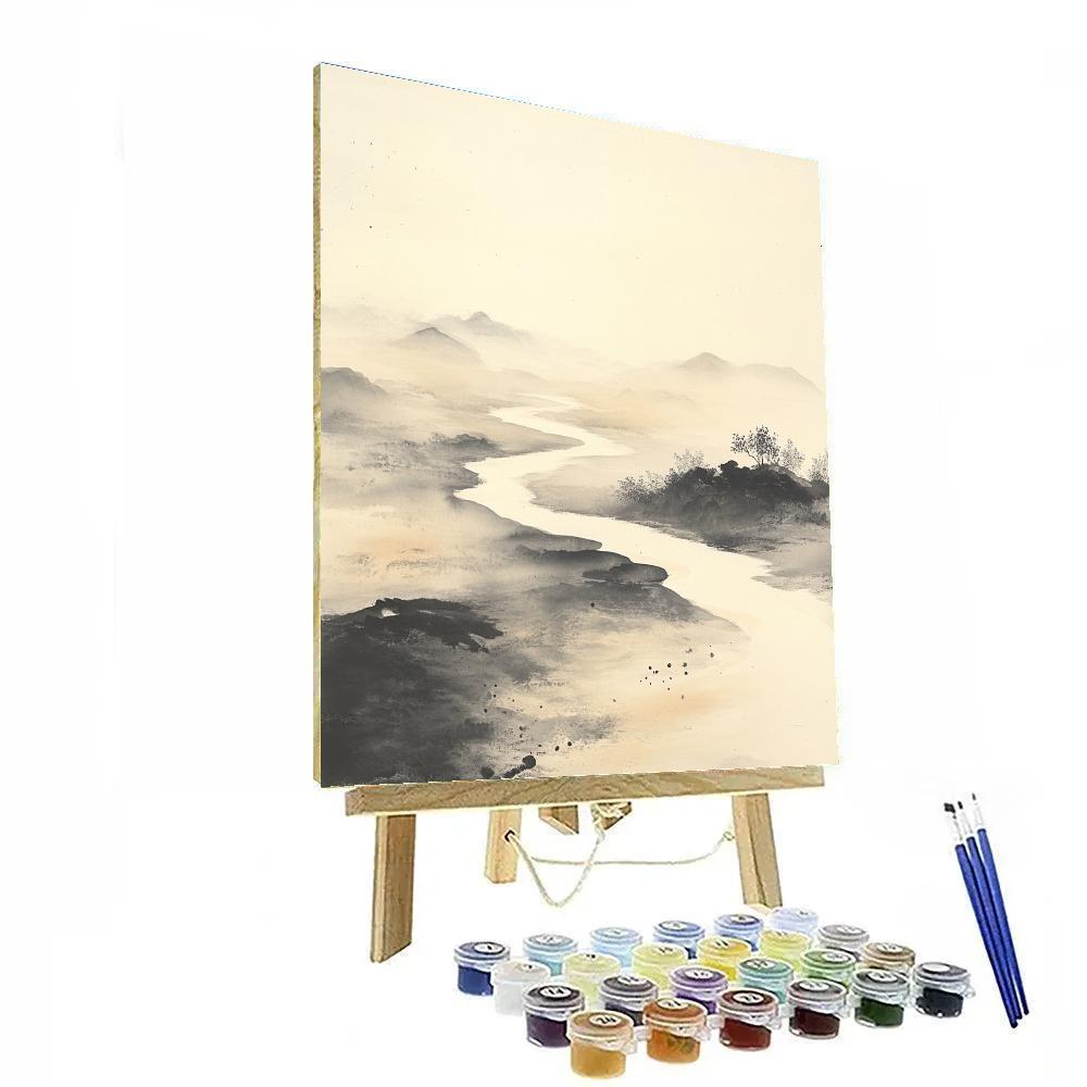 Zhao Mengfu Inspired Celestial Ink Tides Number painting