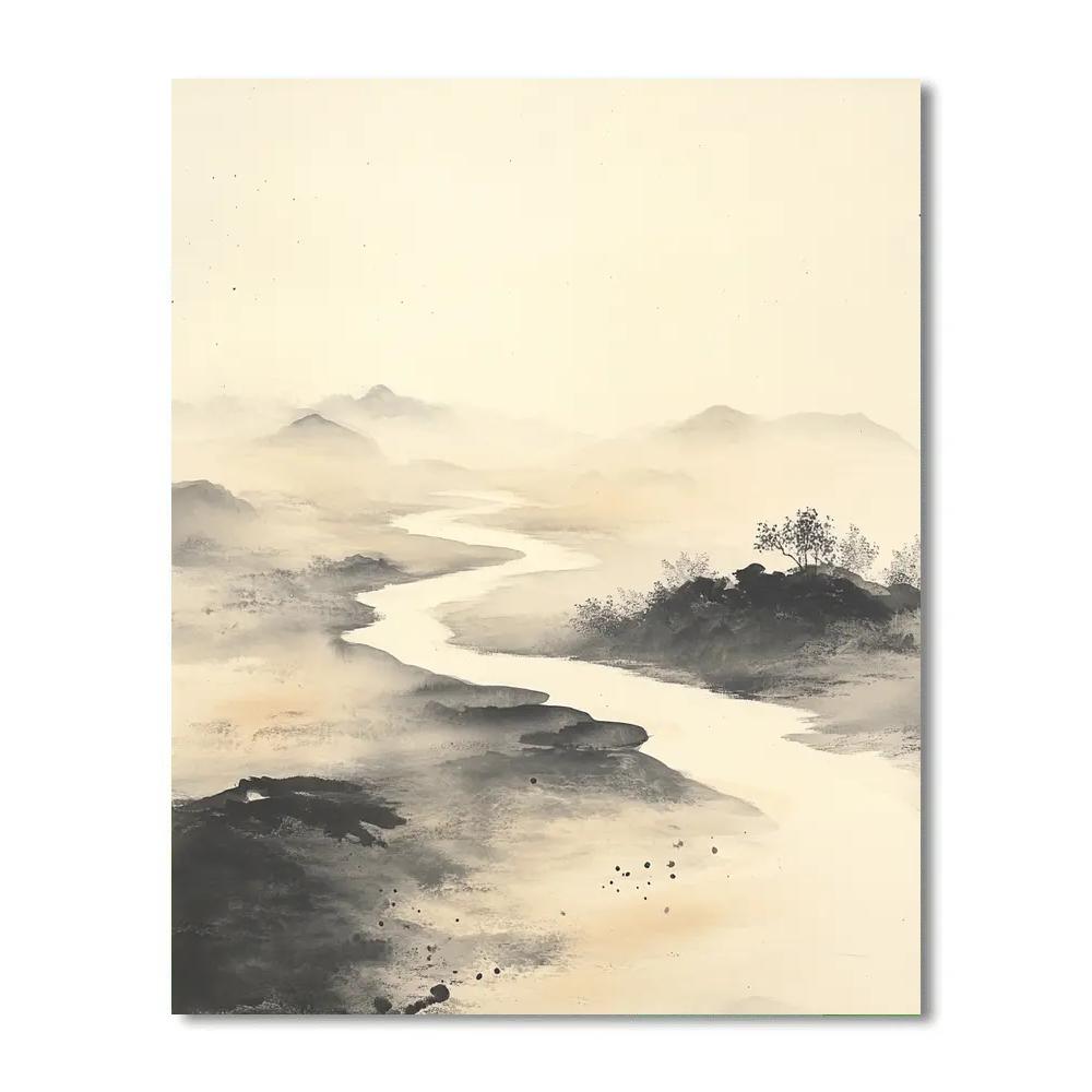 Zhao Mengfu Inspired Celestial Ink Tides Number painting