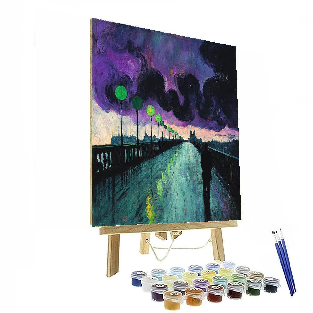 Edvard Munch Inspired Storm Cloud Anxiety Over Citylights Numbered painting kits
