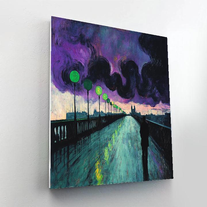 Edvard Munch Inspired Storm Cloud Anxiety Over Citylights Numbered painting kits