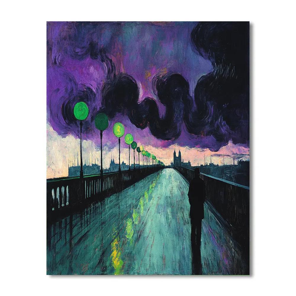 Edvard Munch Inspired Storm Cloud Anxiety Over Citylights Numbered painting kits