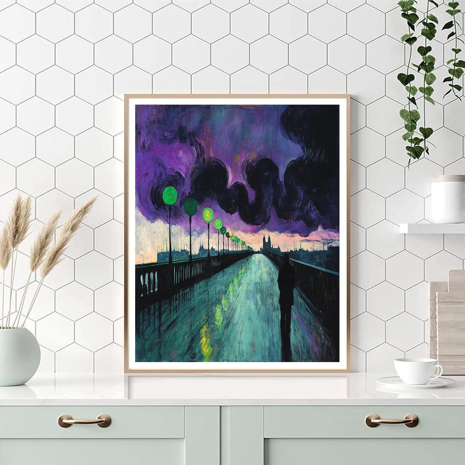 Edvard Munch Inspired Storm Cloud Anxiety Over Citylights Numbered painting kits