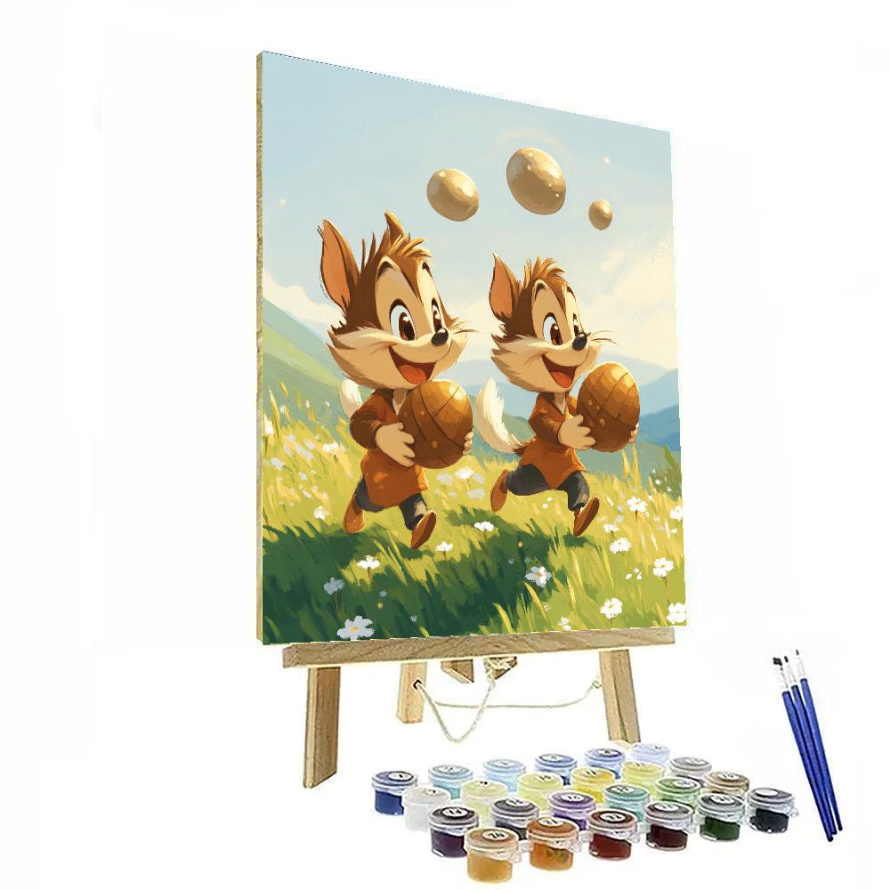 Chip And Dale Asteroid Acorn Race paint by numbers