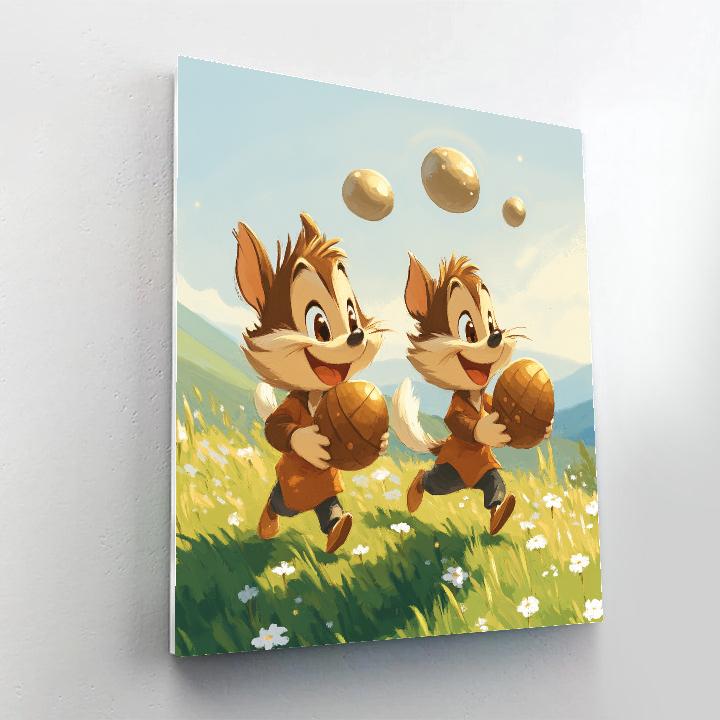 Chip And Dale Asteroid Acorn Race paint by numbers