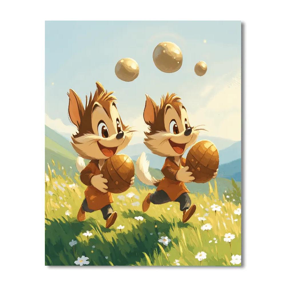 Chip And Dale Asteroid Acorn Race paint by numbers