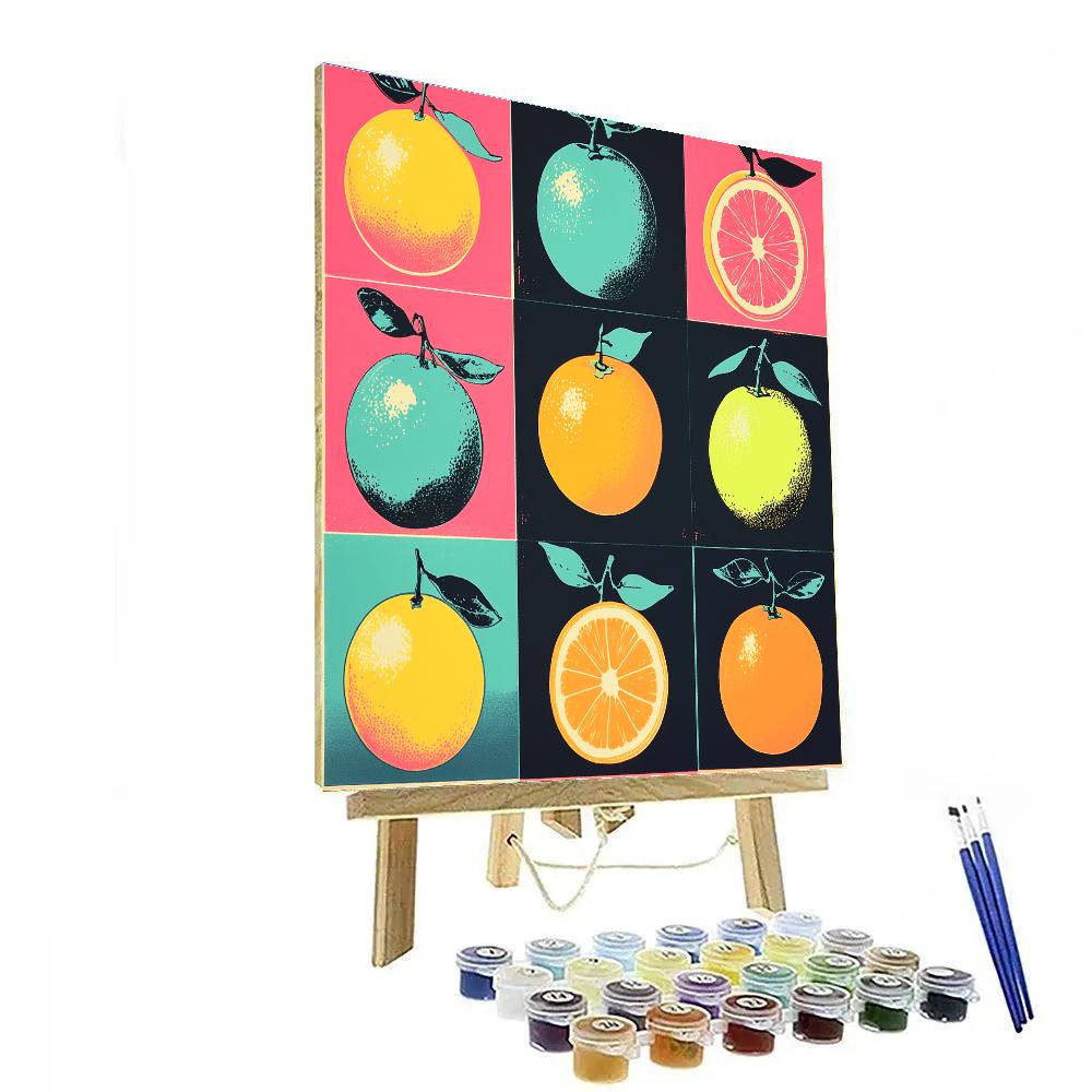 Andy Warhol Inspired Neon Fruit Planets DIY paint by numbers