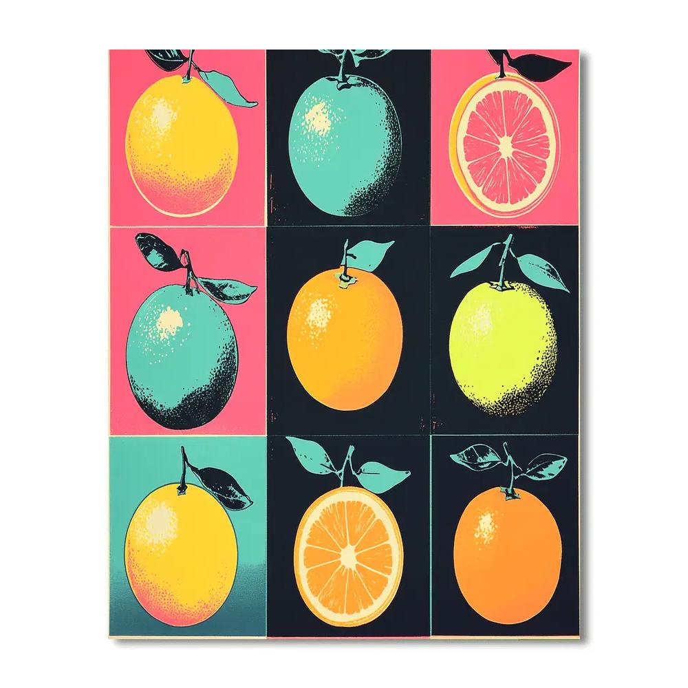 Andy Warhol Inspired Neon Fruit Planets DIY paint by numbers