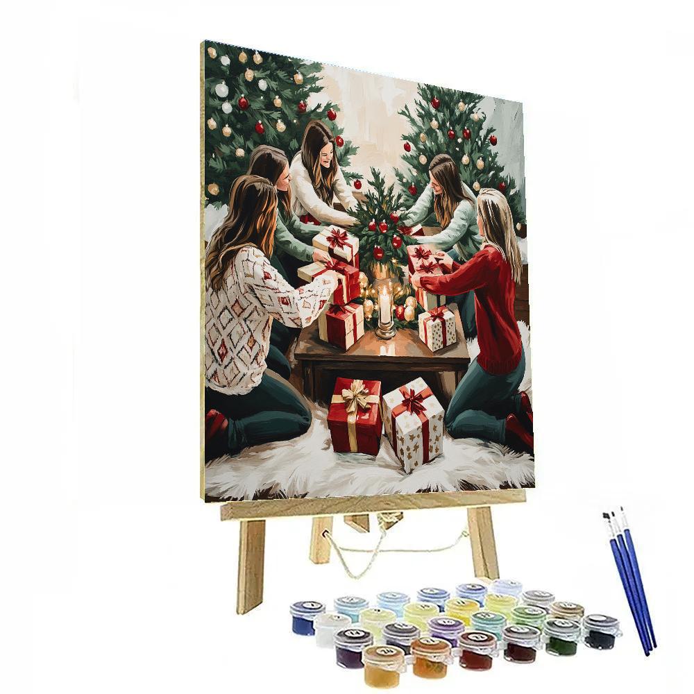Ribbon Wrapped Gift Exchange Number painting