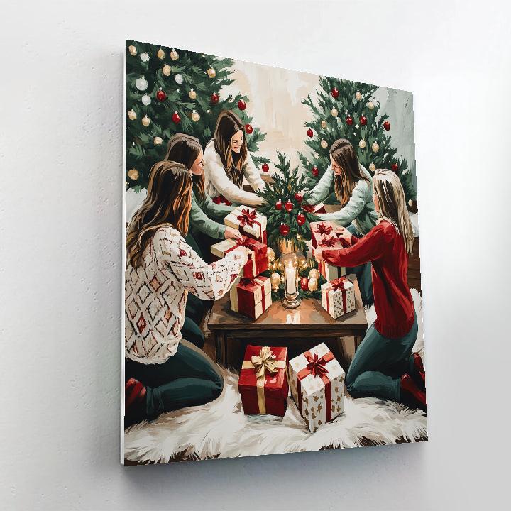 Ribbon Wrapped Gift Exchange Number painting