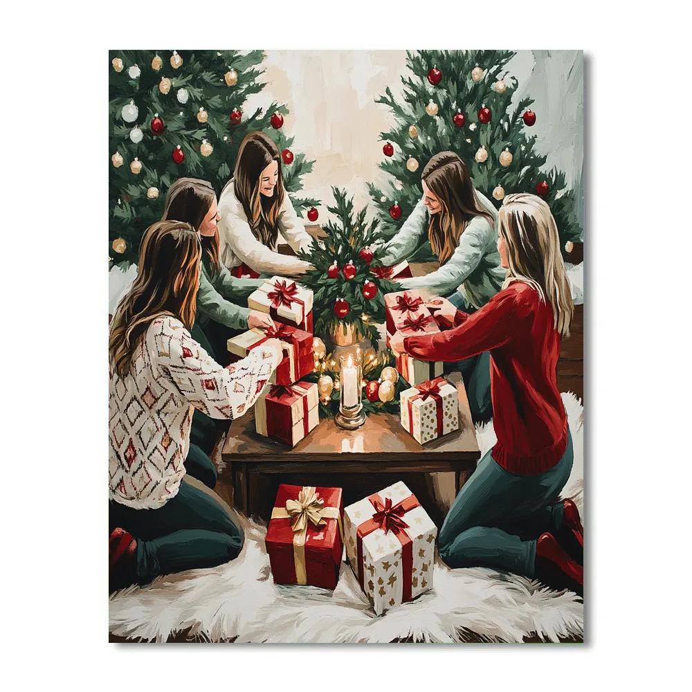 Ribbon Wrapped Gift Exchange Number painting