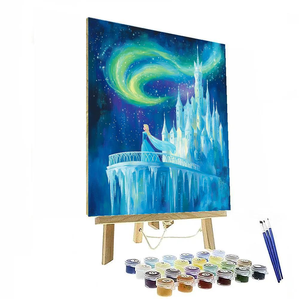 Elsa Aurora Ice Castle Balcony paint by number