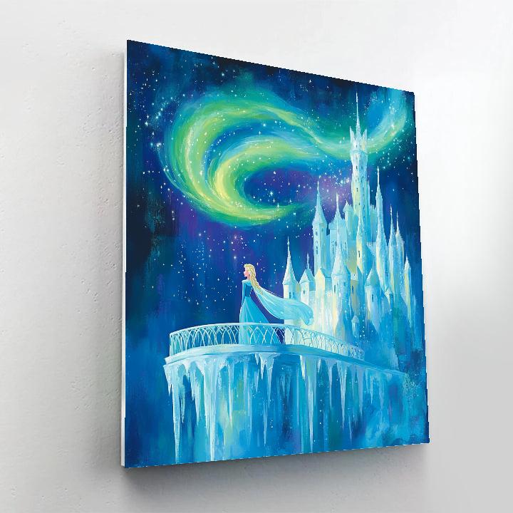 Elsa Aurora Ice Castle Balcony paint by number