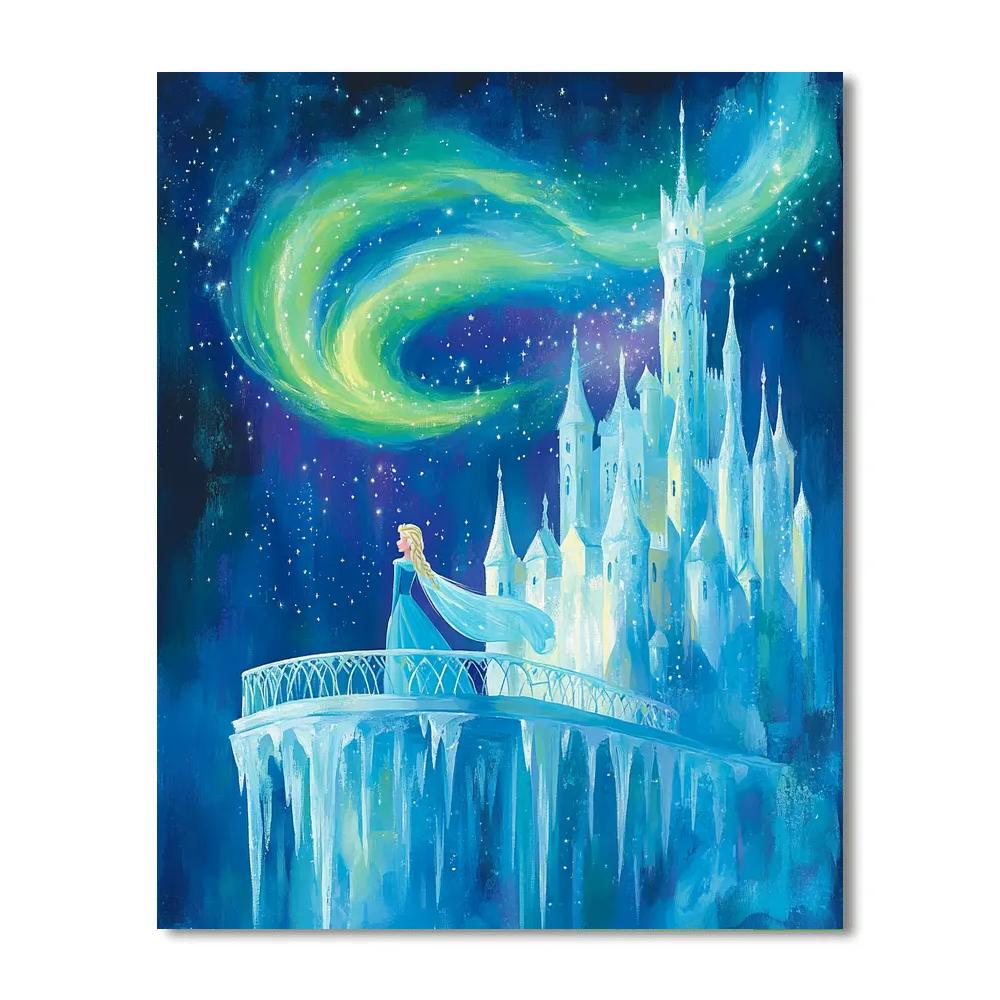 Elsa Aurora Ice Castle Balcony paint by number