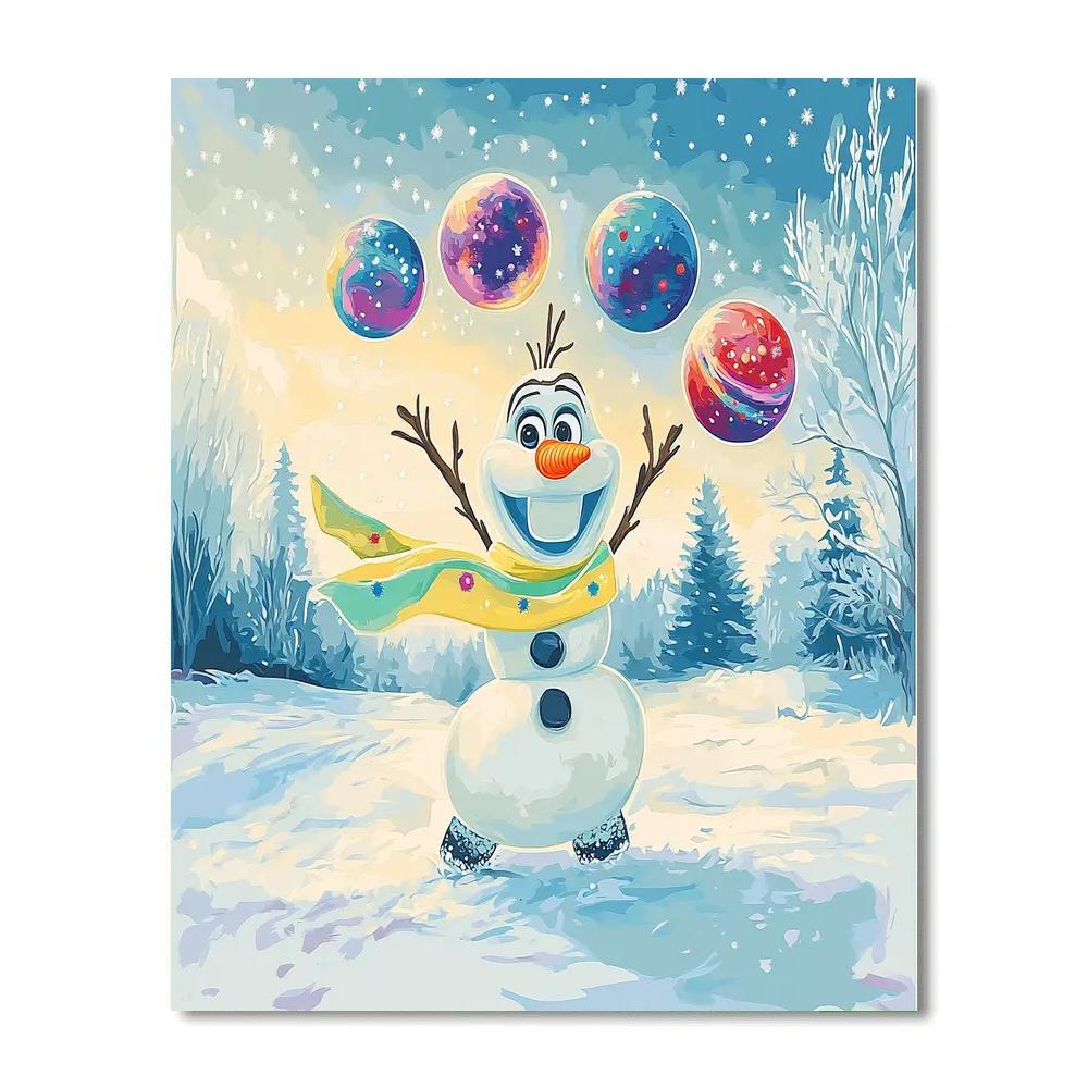 Olaf Planet Ring Snowman Party Paint by numbers art