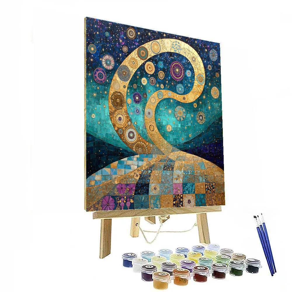 Gustav Klimt Inspired Auroral Nebula Tapestry Numbered painting kits
