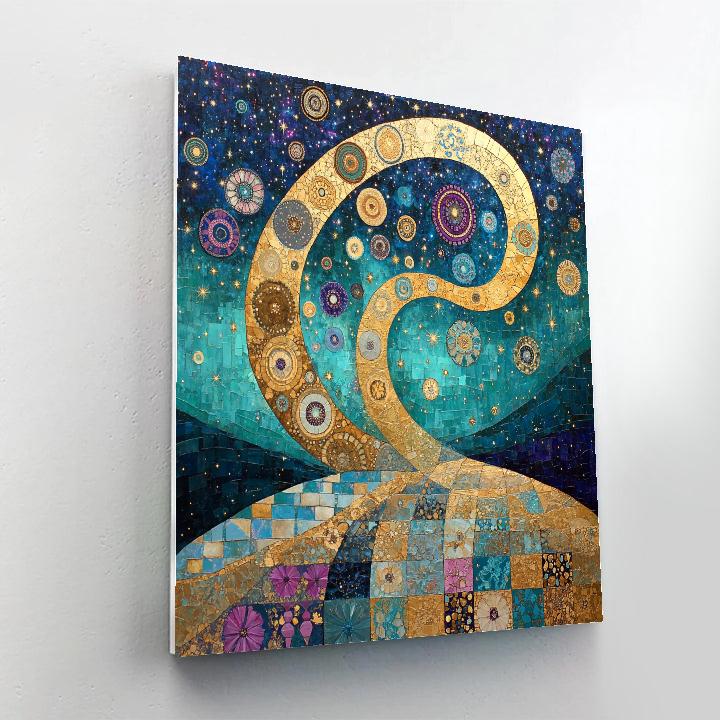 Gustav Klimt Inspired Auroral Nebula Tapestry Numbered painting kits