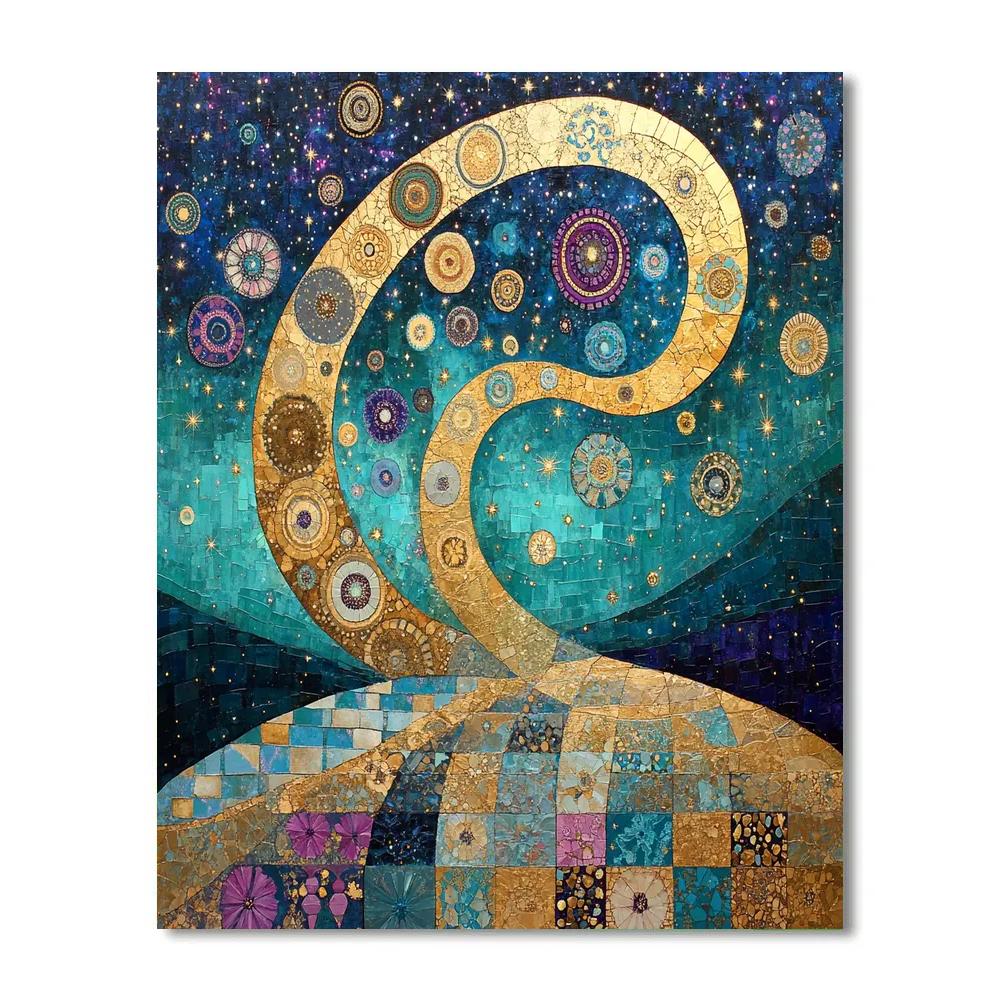 Gustav Klimt Inspired Auroral Nebula Tapestry Numbered painting kits